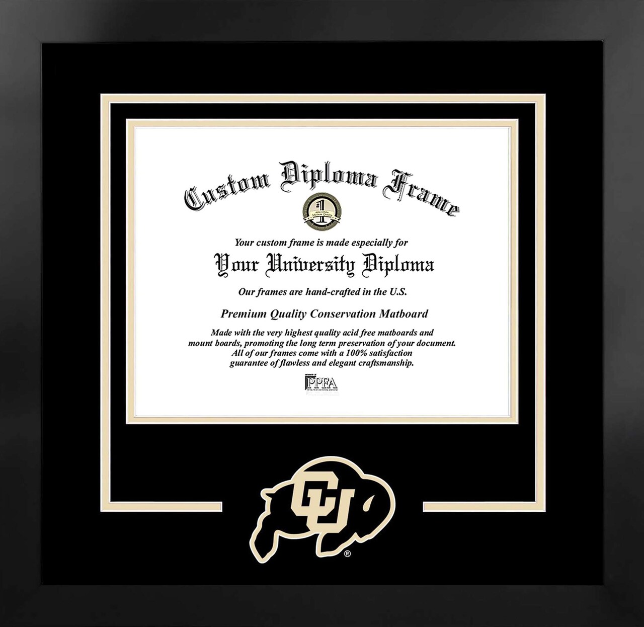 University of Colorado 11w x 8.5h Spirit Diploma Manhattan Black Frame with Bonus Campus Images Lithograph (value savings $59)